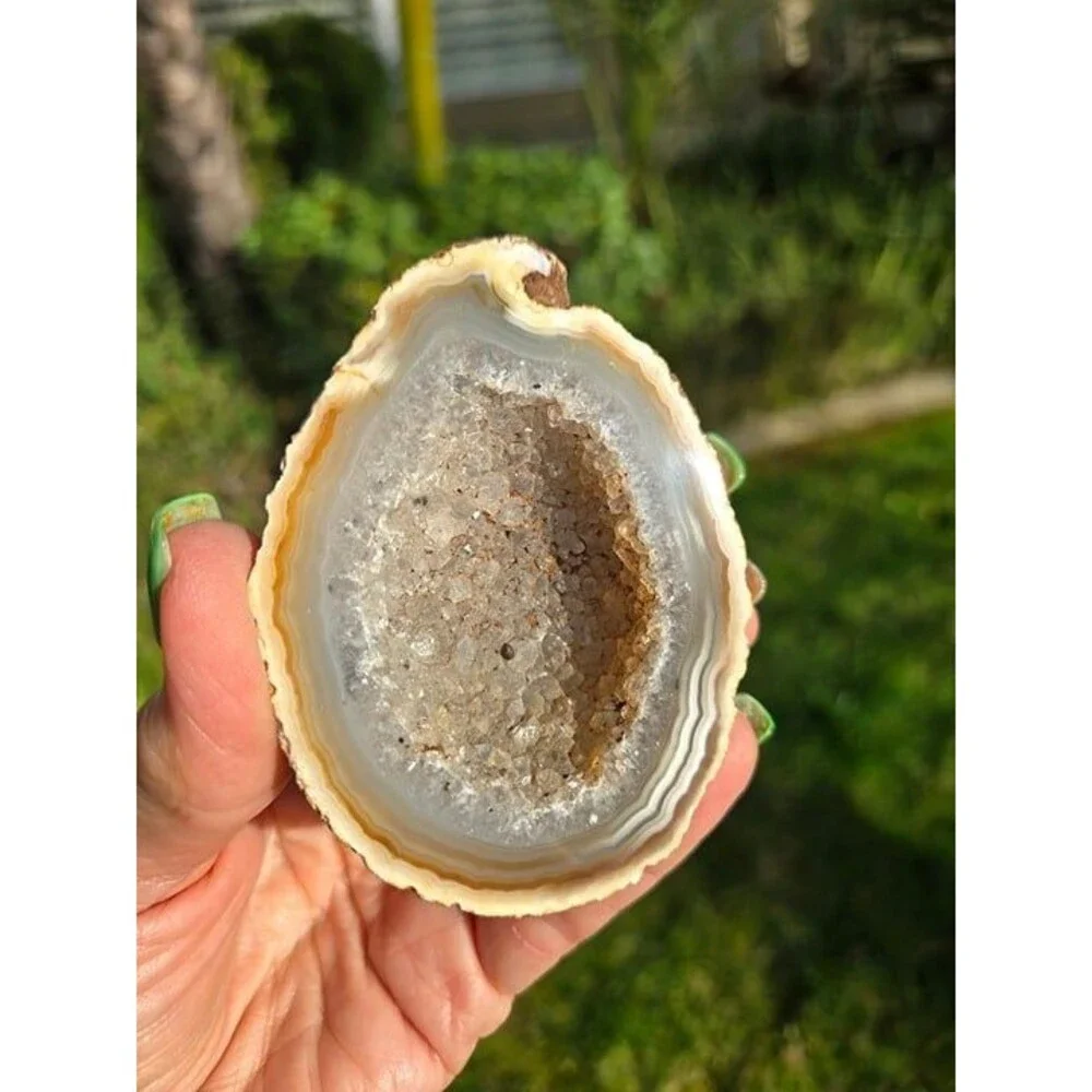 Natural Agate Geode with a Large Druzy Center